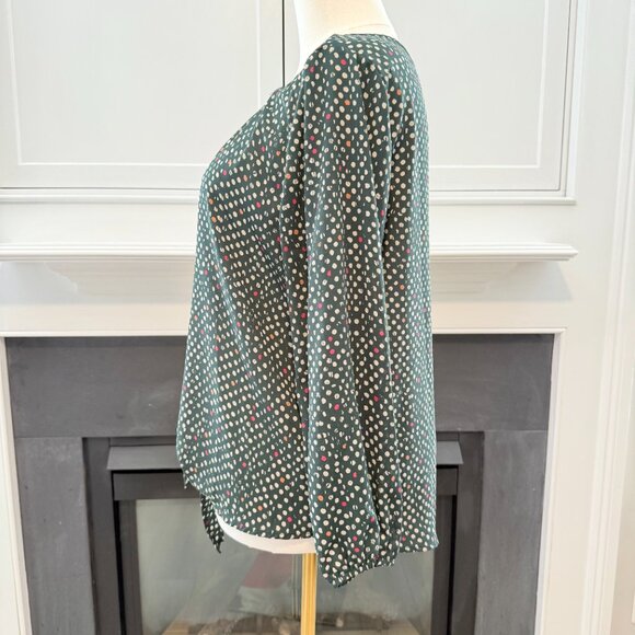 West Kei Polka Dot Tie-Front Blouse β Teal Multi, Size M πβ¨ - Picture 6 of 15